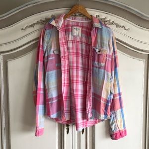 A&F pastel plaid button up